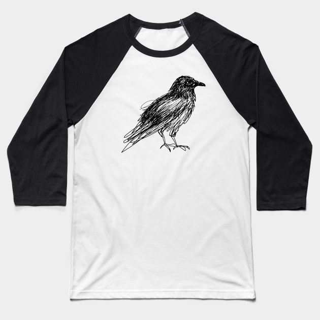 Crow (black) Baseball T-Shirt by extrahotchaos